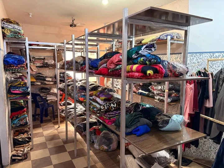 Clothing on display in the GAMAID Garments showroom